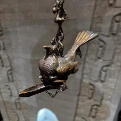 Antique Elegance Hanging Bird Feeder Oil Lamp in Bronze - 3158972