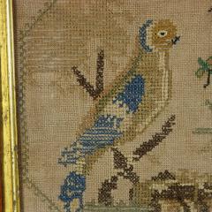 Antique Embroidered Picture of a Pair of Birds  - 3834343