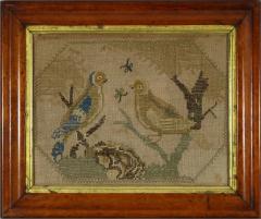 Antique Embroidered Picture of a Pair of Birds  - 3834482