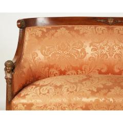 Antique Empire Fruitwood Sofa Settee With Scalamandre Silk Damask Fabric - 4308991