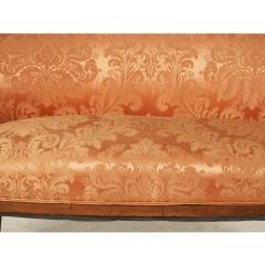 Antique Empire Fruitwood Sofa Settee With Scalamandre Silk Damask Fabric - 4308992