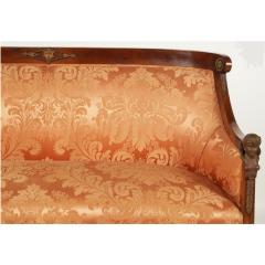 Antique Empire Fruitwood Sofa Settee With Scalamandre Silk Damask Fabric - 4308993