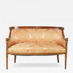 Antique Empire Fruitwood Sofa Settee With Scalamandre Silk Damask Fabric - 4310209