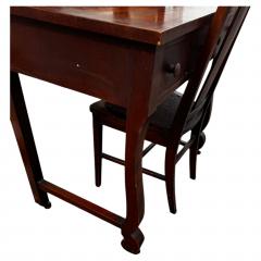 Antique Empire Revival Burl Walnut Tri fold Mirror Vanity and Chair - 4513099