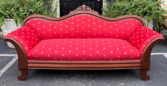 Antique Empire Sofa W Red Gold Clarence House Fabric - 2930804