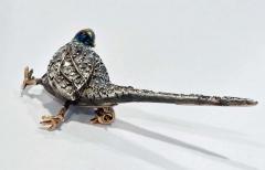 Antique Enamel Diamond Pheasant Brooch English C 1880 - 1651167