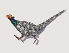 Antique Enamel and Diamond Pheasant Brooch English C 1880 - 1189399