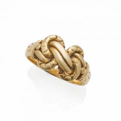 Antique English 18K Gold Braided Keeper Ring - 3606796