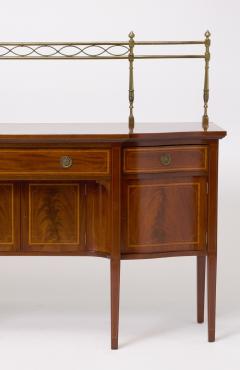 Antique English 19th Cent George III Inlaid Sideboard w Removable Brass Gallery - 4705895