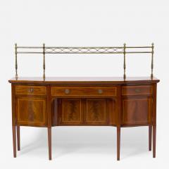 Antique English 19th Cent George III Inlaid Sideboard w Removable Brass Gallery - 4708310