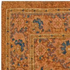 Antique English Axminster Botanic Earthy Brown Blue Wool Carpet - 2454973