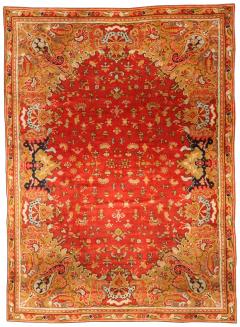 Antique English Axminster Red Handmade Wool Rug - 2450304