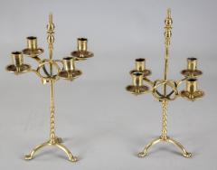 Antique English Brass Adjustable Candelabra Pair - 1536294