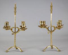 Antique English Brass Adjustable Candelabra Pair - 1536295