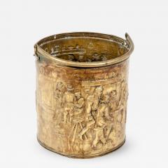 Antique English Brass Log Ash Bucket - 385028