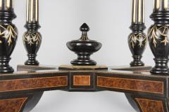 Antique English Burl Elm Ebonized Inlaid Center Table Circa 1860 - 114096