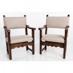 Antique English Country Armchairs with Floral Carvings - 1550081