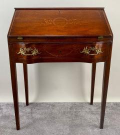 Antique English Edwardian Mahogany Inlaid Secretary Slant Front Desk Chair - 3441331