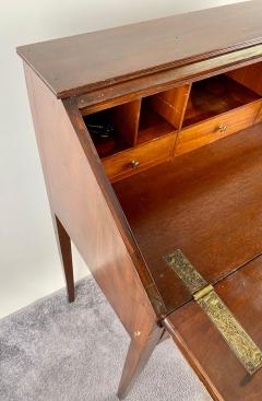 Antique English Edwardian Mahogany Inlaid Secretary Slant Front Desk Chair - 3441333