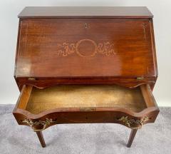Antique English Edwardian Mahogany Inlaid Secretary Slant Front Desk Chair - 3441335