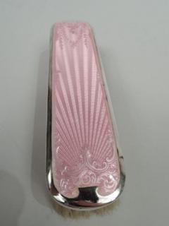 Antique English Edwardian Regency Sterling Silver Enamel Vanity Set - 3748221
