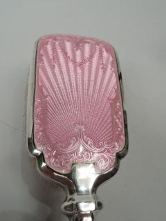 Antique English Edwardian Regency Sterling Silver Enamel Vanity Set - 3748222