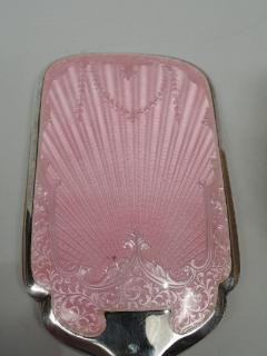Antique English Edwardian Regency Sterling Silver Enamel Vanity Set - 3748226