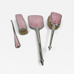Antique English Edwardian Regency Sterling Silver Enamel Vanity Set - 3751409