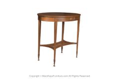 Antique English Hepplewhite Carved Bellflower Mahogany Caned Oval Side Table - 3061244