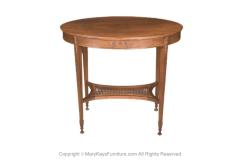 Antique English Hepplewhite Carved Bellflower Mahogany Caned Oval Side Table - 3061246