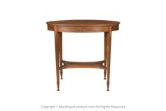 Antique English Hepplewhite Carved Bellflower Mahogany Caned Oval Side Table - 3061249