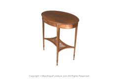 Antique English Hepplewhite Carved Bellflower Mahogany Caned Oval Side Table - 3061250