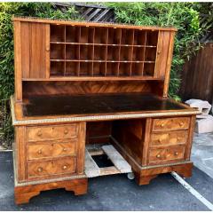 Antique English Hotel Writing Desk W Tambour Doors - 1641948