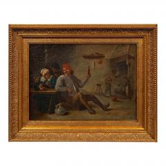 Antique English Interior Tavern Scene Oil Painting - 4712502