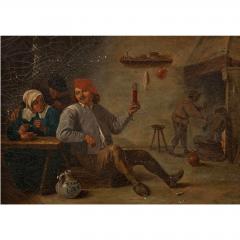 Antique English Interior Tavern Scene Oil Painting - 4712516