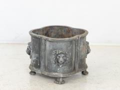 Antique English Lead Quatrefoil Planter with Lion Heads and Paws 1850s - 4435603