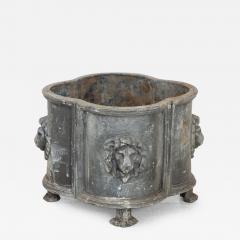 Antique English Lead Quatrefoil Planter with Lion Heads and Paws 1850s - 4435723