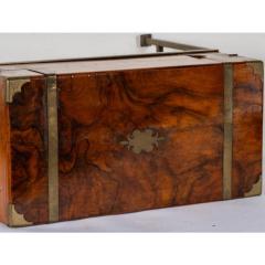 Antique English Mahogany Campaign Lap Desk on Stand Side Table - 4333513