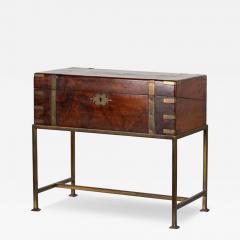 Antique English Mahogany Campaign Lap Desk on Stand Side Table - 4333553