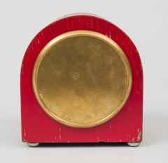 Antique English Red Chinoiserie Desk Clock - 125012