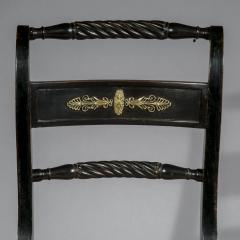 Antique English Regency Pair of Black Painted Klismos Chairs - 1083785