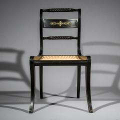 Antique English Regency Pair of Black Painted Klismos Chairs - 1083786