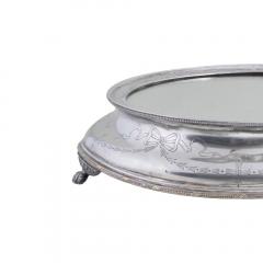 Antique English Silver Plate Circular Shape Mirrored Plateau - 3988297