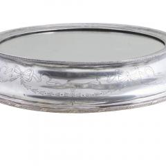 Antique English Silver Plate Circular Shape Mirrored Plateau - 3988298