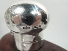 Antique English Sterling Silver Leather Easy Grip Safari Flask - 3750620