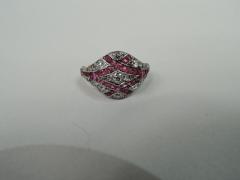 Antique English Victorian Platinum Ruby and Diamond Ring C 1880 - 3757676