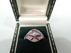 Antique English Victorian Platinum Ruby and Diamond Ring C 1880 - 3757677