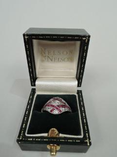 Antique English Victorian Platinum Ruby and Diamond Ring C 1880 - 3757681