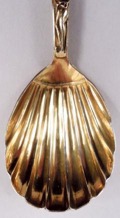 Antique English Victorian Stag Hunt Silver Gilt Tea Caddy Spoon 1871 - 4079638