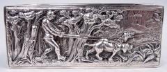 Antique English Victorian Sterling Silver Boar Hunt Snuffbox 1893 - 4117645